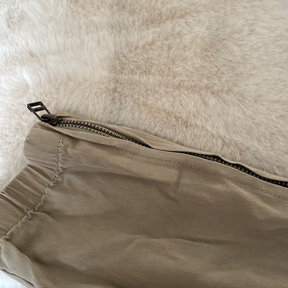 Pam & Gela Pants Size P Khaki Paper bag Crop - Picture 5 of 7